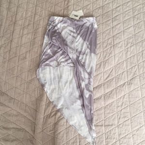 Marble Print Jersey Asymmetrical Midi Skirt